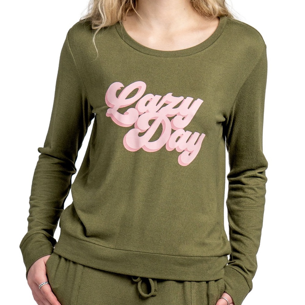 Hello Mello Best Day Ever “Lazy Day” Sweater and Joggers Olive Green Large